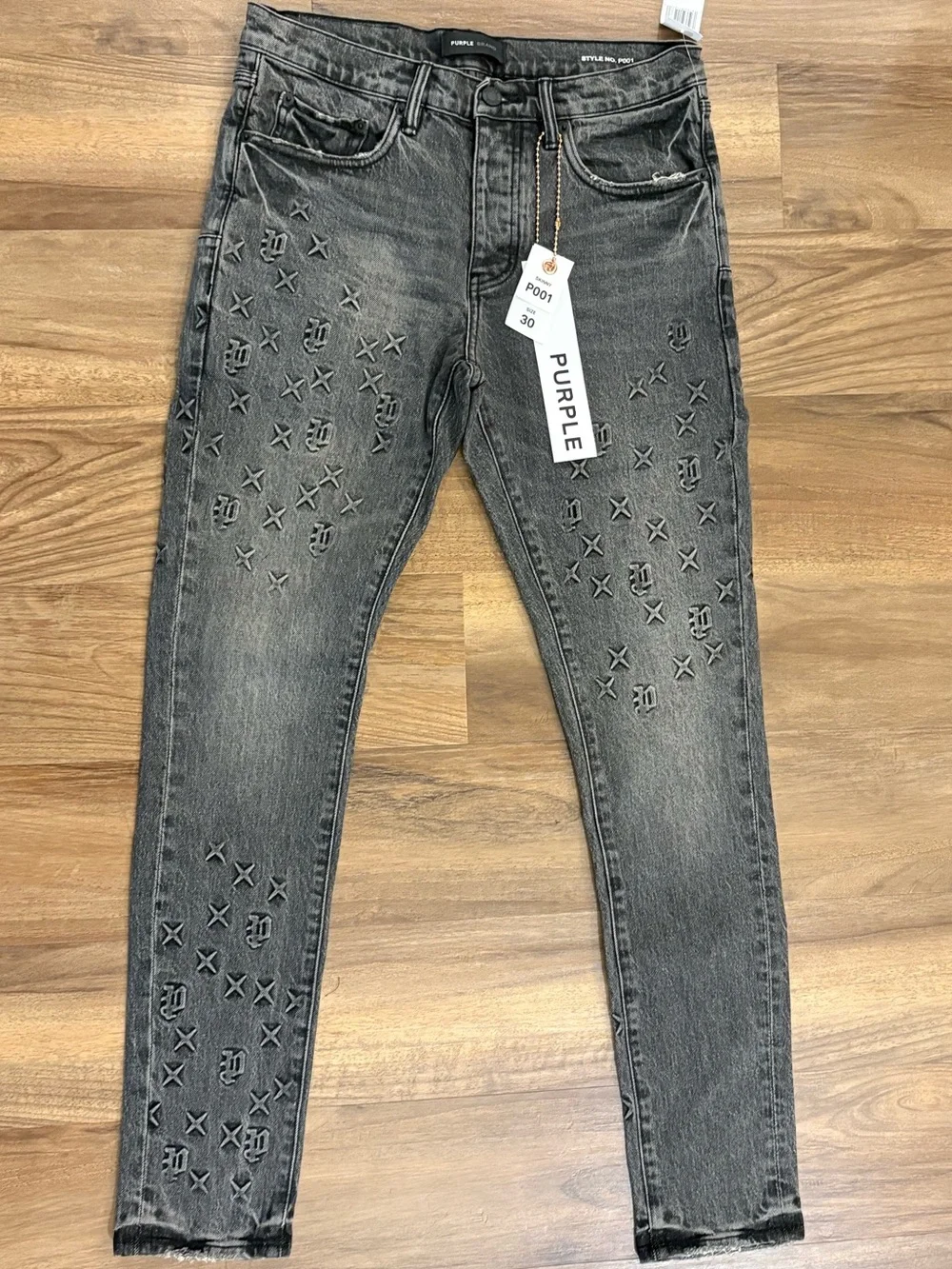 Purple Brand Charcoal Gray Embroidered Skinny Jeans - Men